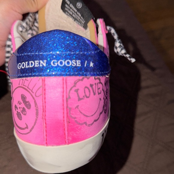(Used) Golden Goose Superstar Shoes in Fuchsia, Black, White, & Electric Blue - Picture 4 of 8